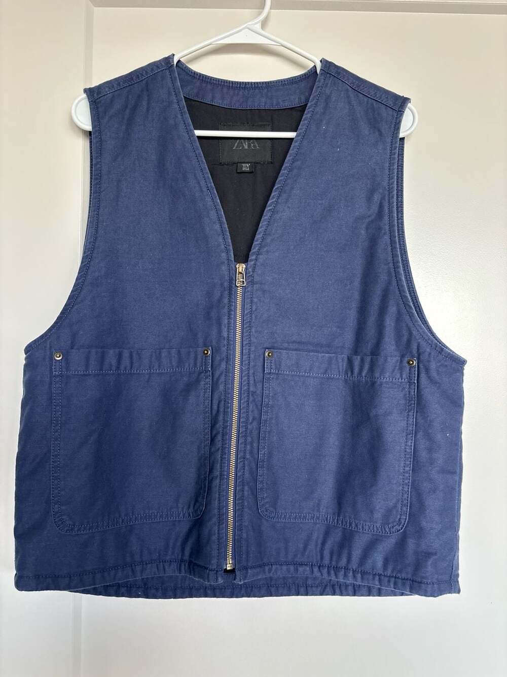 Zara Washed Topstitched Vest Bluish